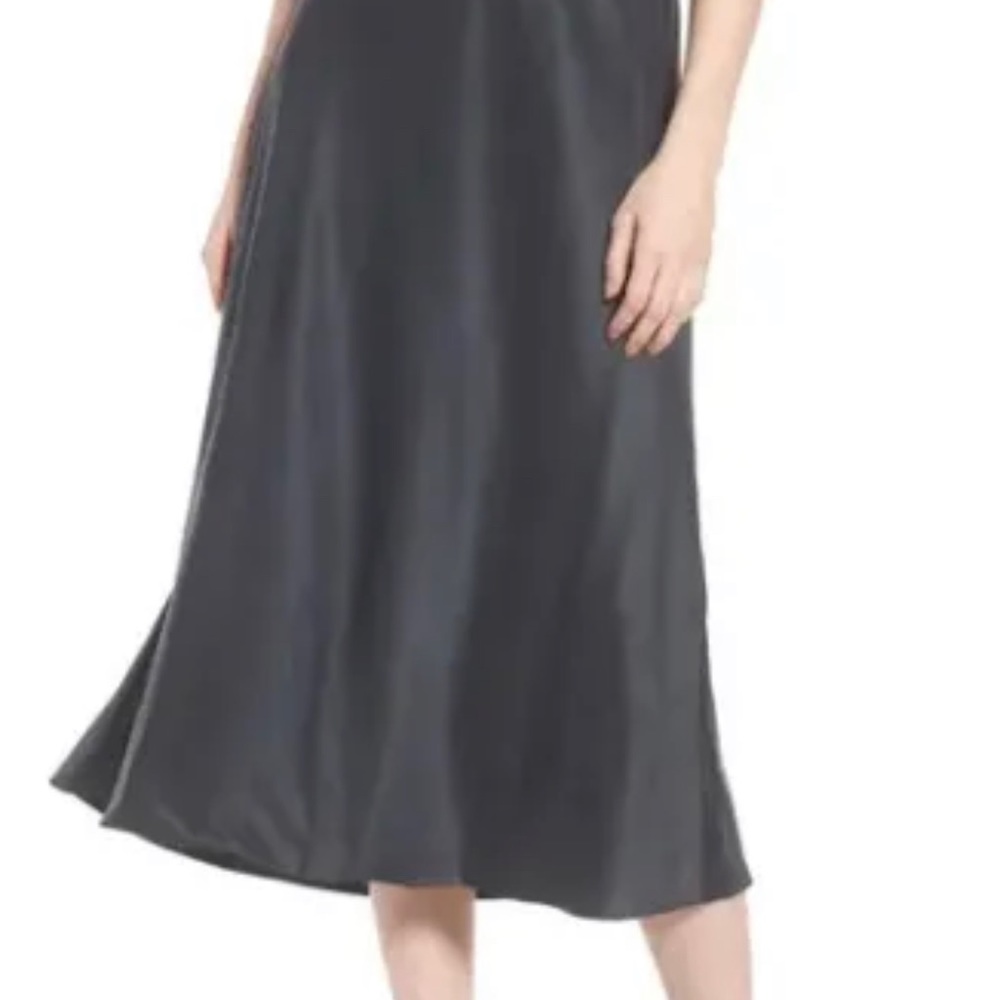 Eileen Fisher Graphite Silk Bias Cut Skirt Size M NWT